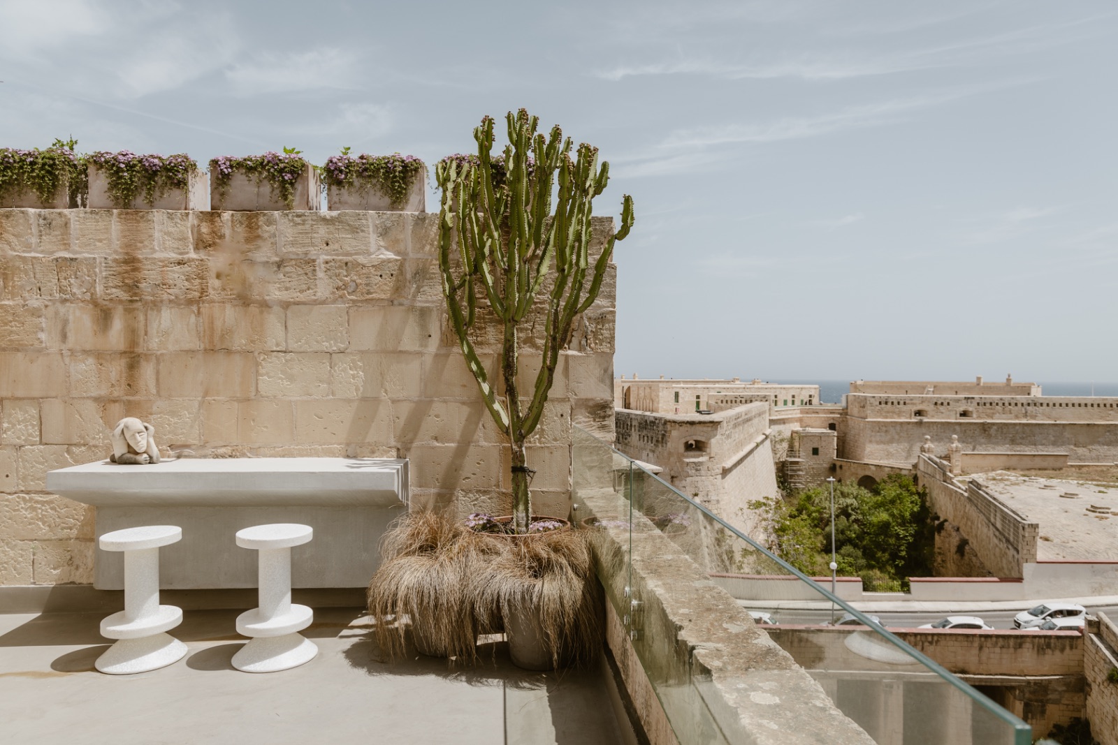 ALTANA — the terrace, with Fort St Elmo beyond